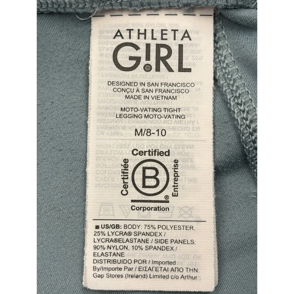Athleta Girl Moto-Vating Tight Leggings‎ Girls Medium 8-10 Sage Green Pocket